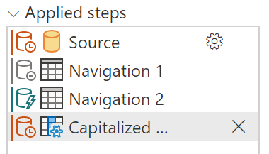 Steps pane when adding a non-folding step, including folding indicators