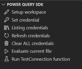 Common tasks available for the Power Query SDK in Visual Studio Code